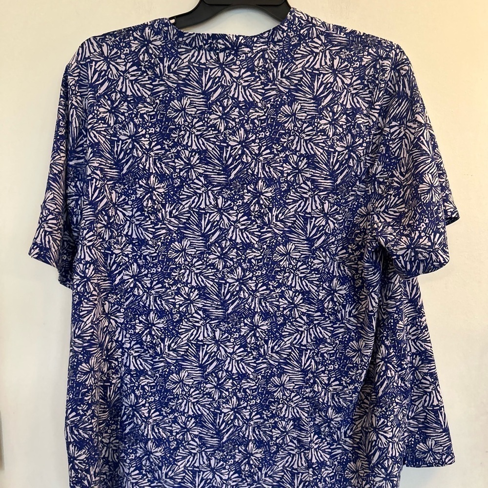 Catherines Timeless Button Up Blouse 1x Blue And … - image 3